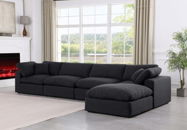 Comfy 158" Linen Textured Fabric Upholstered 5pc. Modular Sectional