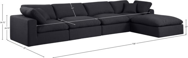 Comfy 158" Linen Textured Fabric Upholstered 5pc. Modular Sectional