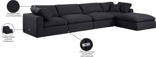 Comfy 158" Linen Textured Fabric Upholstered 5pc. Modular Sectional