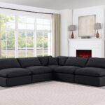 Comfy 118" Linen Textured Fabric Upholstered 5pc. Modular Sectional