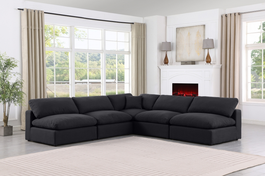 Comfy 118" Linen Textured Fabric Upholstered 5pc. Modular Sectional
