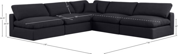 Comfy 118" Linen Textured Fabric Upholstered 5pc. Modular Sectional
