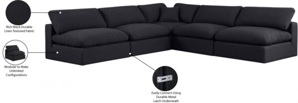 Comfy 118" Linen Textured Fabric Upholstered 5pc. Modular Sectional