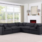 Comfy 119" Linen Textured Fabric Upholstered 5pc. Modular Sectional