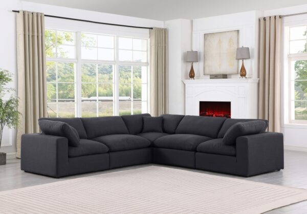 Comfy 119" Linen Textured Fabric Upholstered 5pc. Modular Sectional