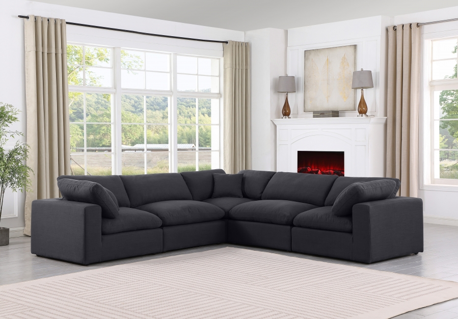 Comfy 119" Linen Textured Fabric Upholstered 5pc. Modular Sectional