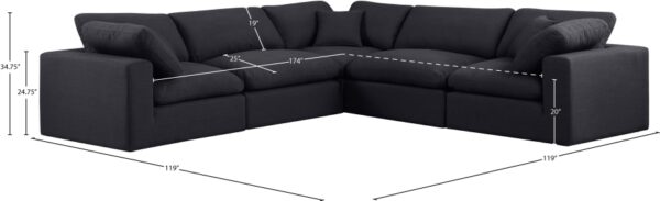 Comfy 119" Linen Textured Fabric Upholstered 5pc. Modular Sectional