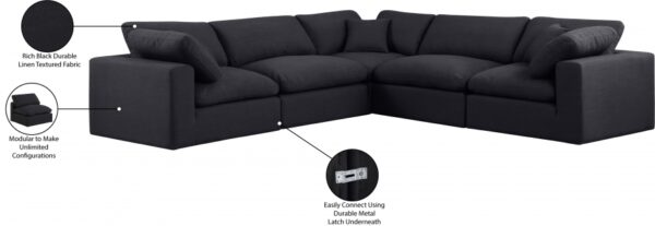 Comfy 119" Linen Textured Fabric Upholstered 5pc. Modular Sectional