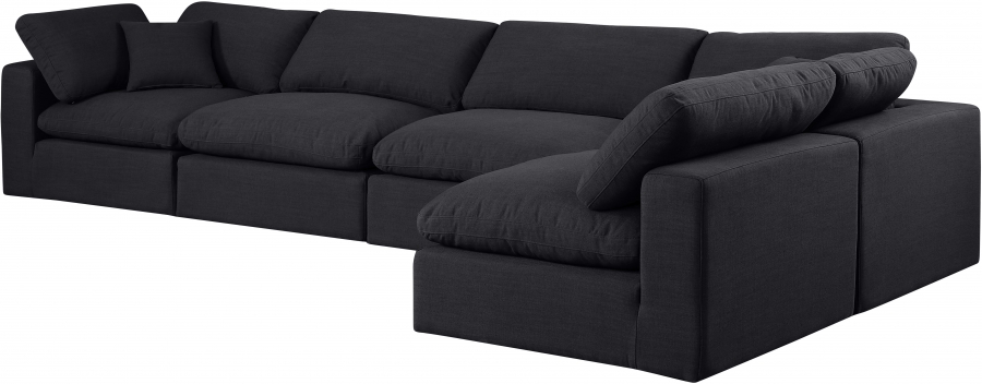 Comfy 158" Linen Textured Fabric Upholstered 5pc. Modular Sectional