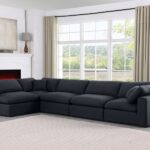 Comfy 158" Linen Textured Fabric Upholstered 5pc. Modular Sectional