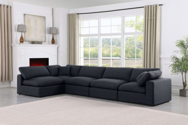 Comfy 158" Linen Textured Fabric Upholstered 5pc. Modular Sectional