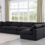 Comfy 158" Linen Textured Fabric Upholstered 5pc. Modular Sectional