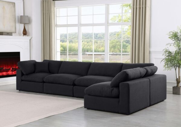 Comfy 158" Linen Textured Fabric Upholstered 5pc. Modular Sectional