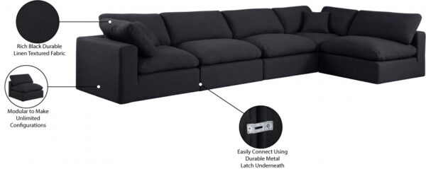 Comfy 158" Linen Textured Fabric Upholstered 5pc. Modular Sectional