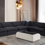 Comfy 158" Linen Textured Fabric Upholstered 6pc. Modular Sectional