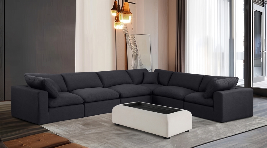 Comfy 158" Linen Textured Fabric Upholstered 6pc. Modular Sectional