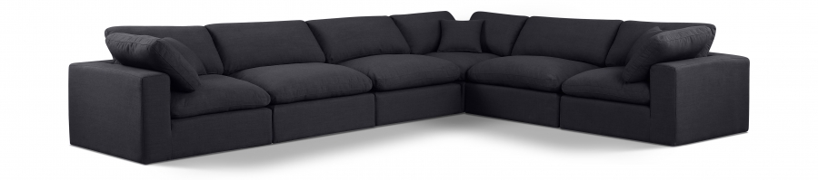 Comfy 158" Linen Textured Fabric Upholstered 6pc. Modular Sectional