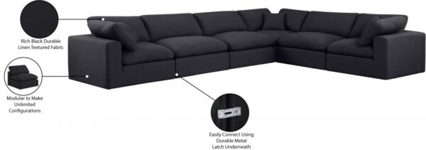 Comfy 158" Linen Textured Fabric Upholstered 6pc. Modular Sectional