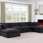 Comfy 158" Linen Textured Fabric Upholstered 6pc. Modular Sectional
