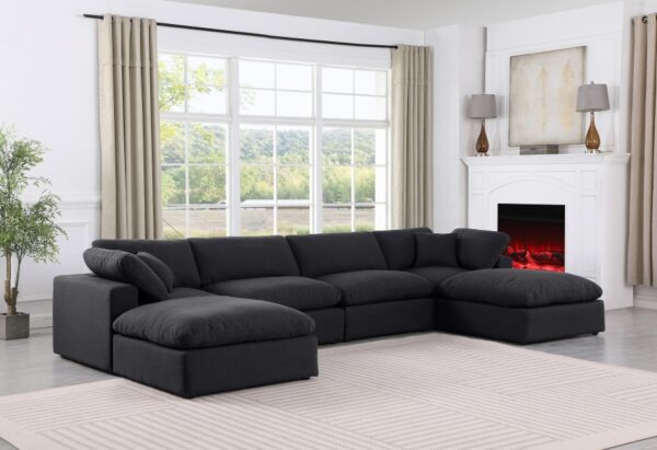 Comfy 158" Linen Textured Fabric Upholstered 6pc. Modular Sectional