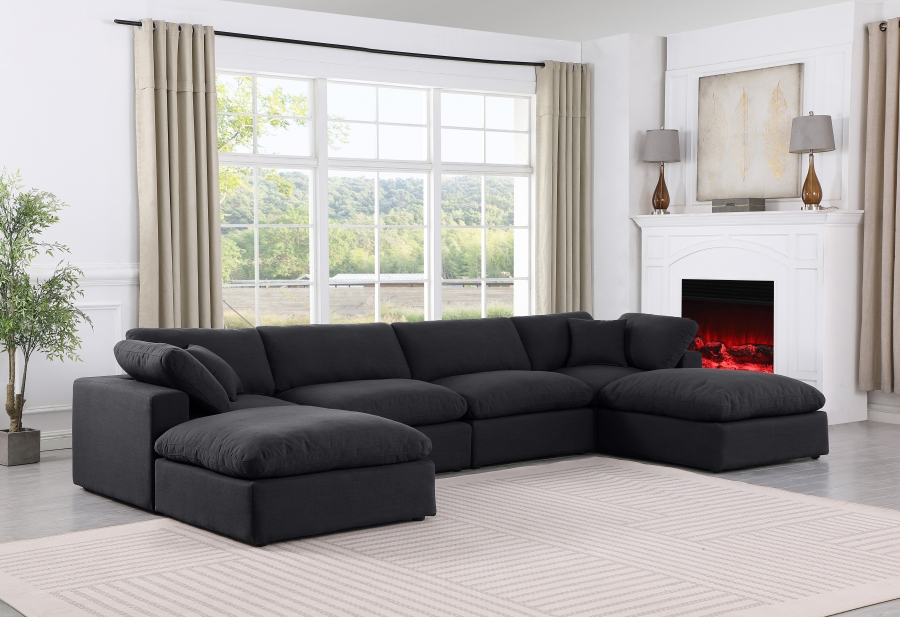 Comfy 158" Linen Textured Fabric Upholstered 6pc. Modular Sectional