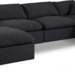 Comfy 158" Linen Textured Fabric Upholstered 6pc. Modular Sectional
