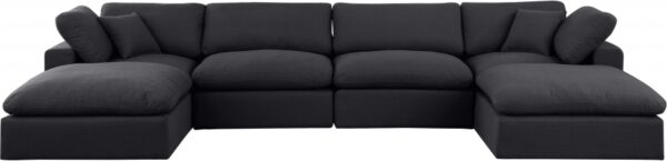 Comfy 158" Linen Textured Fabric Upholstered 6pc. Modular Sectional