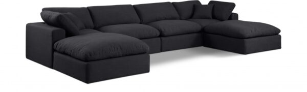 Comfy 158" Linen Textured Fabric Upholstered 6pc. Modular Sectional
