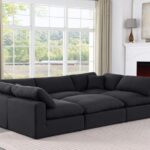 Comfy 119" Linen Textured Fabric Upholstered 6pc. Modular Sectional