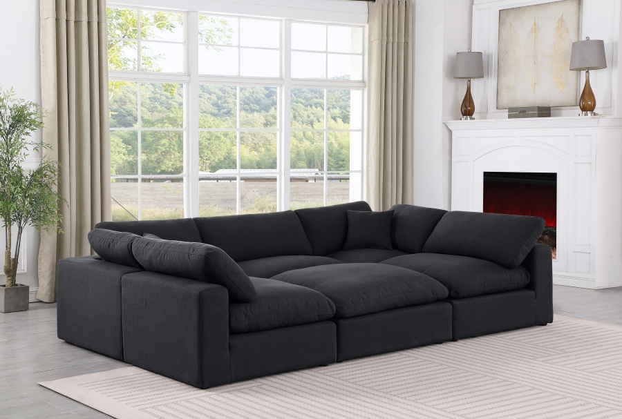 Comfy 119" Linen Textured Fabric Upholstered 6pc. Modular Sectional