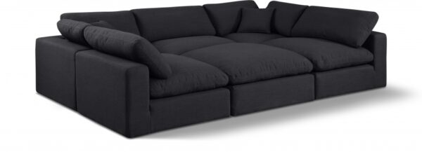 Comfy 119" Linen Textured Fabric Upholstered 6pc. Modular Sectional