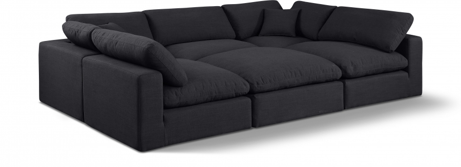 Comfy 119" Linen Textured Fabric Upholstered 6pc. Modular Sectional