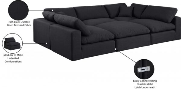 Comfy 119" Linen Textured Fabric Upholstered 6pc. Modular Sectional