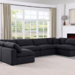 Comfy 158" Linen Textured Fabric Upholstered 6pc. Modular Sectional