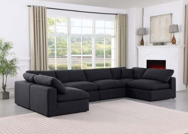 Comfy 158" Linen Textured Fabric Upholstered 6pc. Modular Sectional