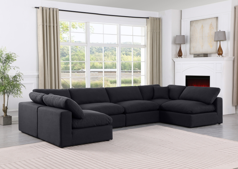 Comfy 158" Linen Textured Fabric Upholstered 6pc. Modular Sectional