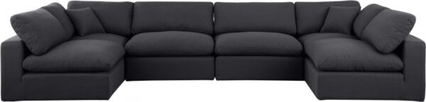 Comfy 158" Linen Textured Fabric Upholstered 6pc. Modular Sectional