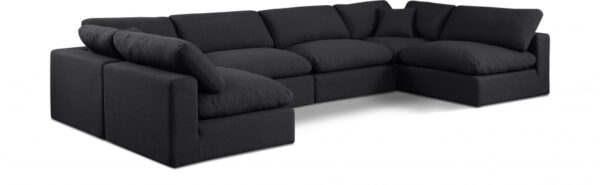 Comfy 158" Linen Textured Fabric Upholstered 6pc. Modular Sectional