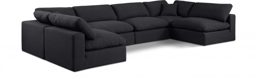 Comfy 158" Linen Textured Fabric Upholstered 6pc. Modular Sectional