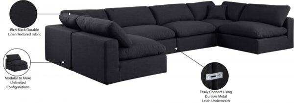 Comfy 158" Linen Textured Fabric Upholstered 6pc. Modular Sectional
