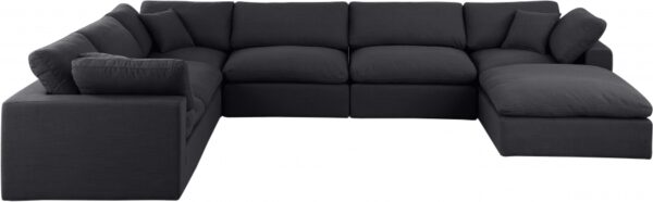 Comfy 158" Linen Textured Fabric Upholstered 7pc. Modular Sectional
