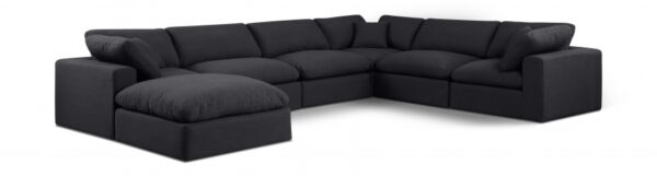 Comfy 158" Linen Textured Fabric Upholstered 7pc. Modular Sectional
