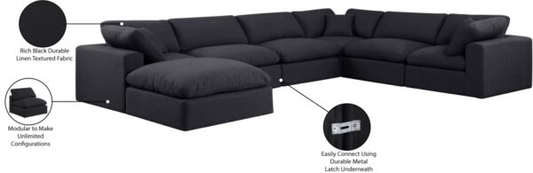 Comfy 158" Linen Textured Fabric Upholstered 7pc. Modular Sectional