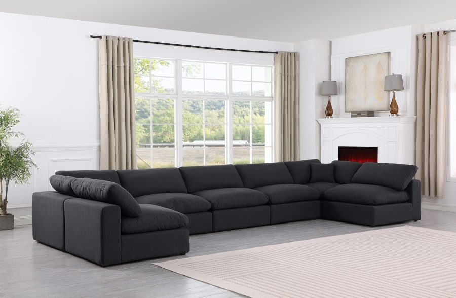 Comfy 197" Linen Textured Fabric Upholstered 7pc. Modular Sectional