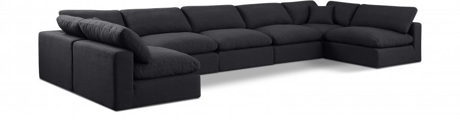 Comfy 197" Linen Textured Fabric Upholstered 7pc. Modular Sectional