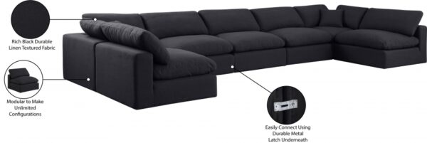 Comfy 197" Linen Textured Fabric Upholstered 7pc. Modular Sectional