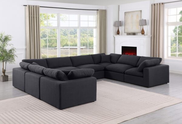 Comfy 158" Linen Textured Fabric Upholstered 8pc. Modular Sectional