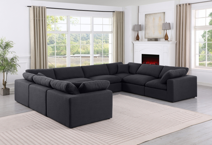 Comfy 158" Linen Textured Fabric Upholstered 8pc. Modular Sectional