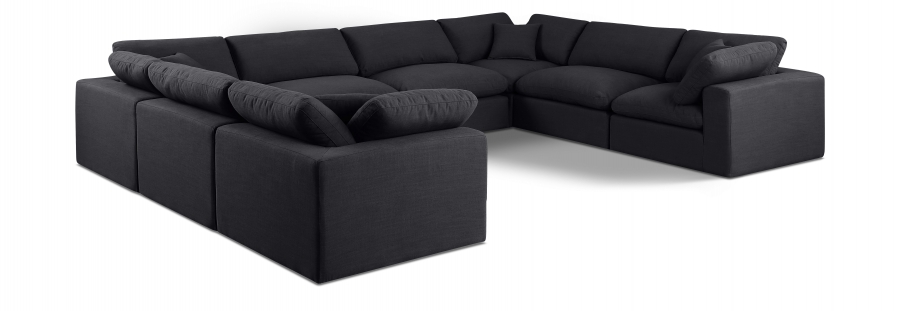 Comfy 158" Linen Textured Fabric Upholstered 8pc. Modular Sectional