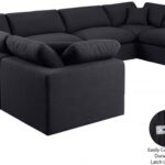 Comfy 158" Linen Textured Fabric Upholstered 8pc. Modular Sectional